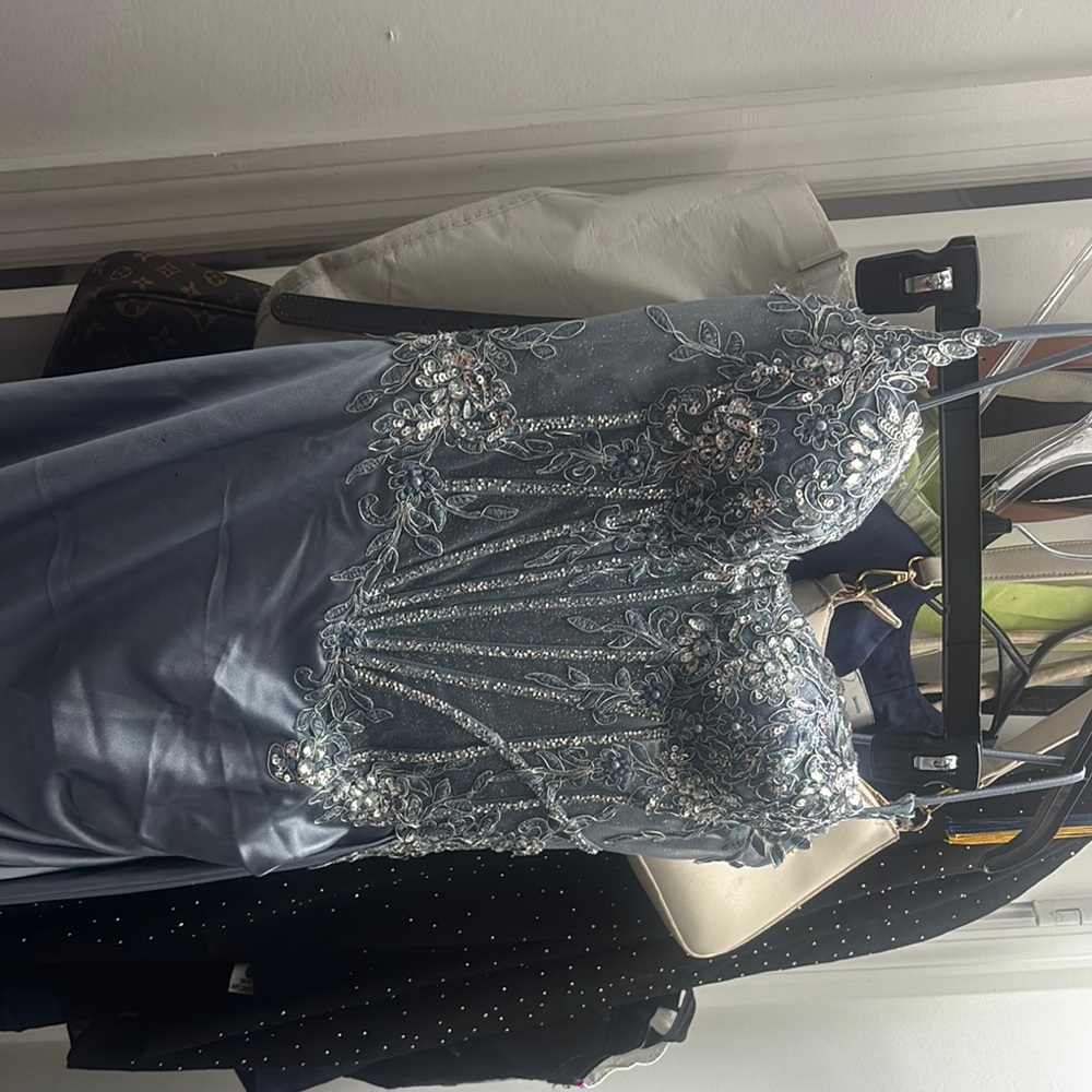 Elegant Blue Embellished Dress